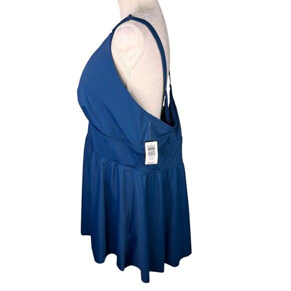 Torrid Wire Free Cross Back Tankini Top Poseidon Blue 6D/DD New - Picture 10 of 13